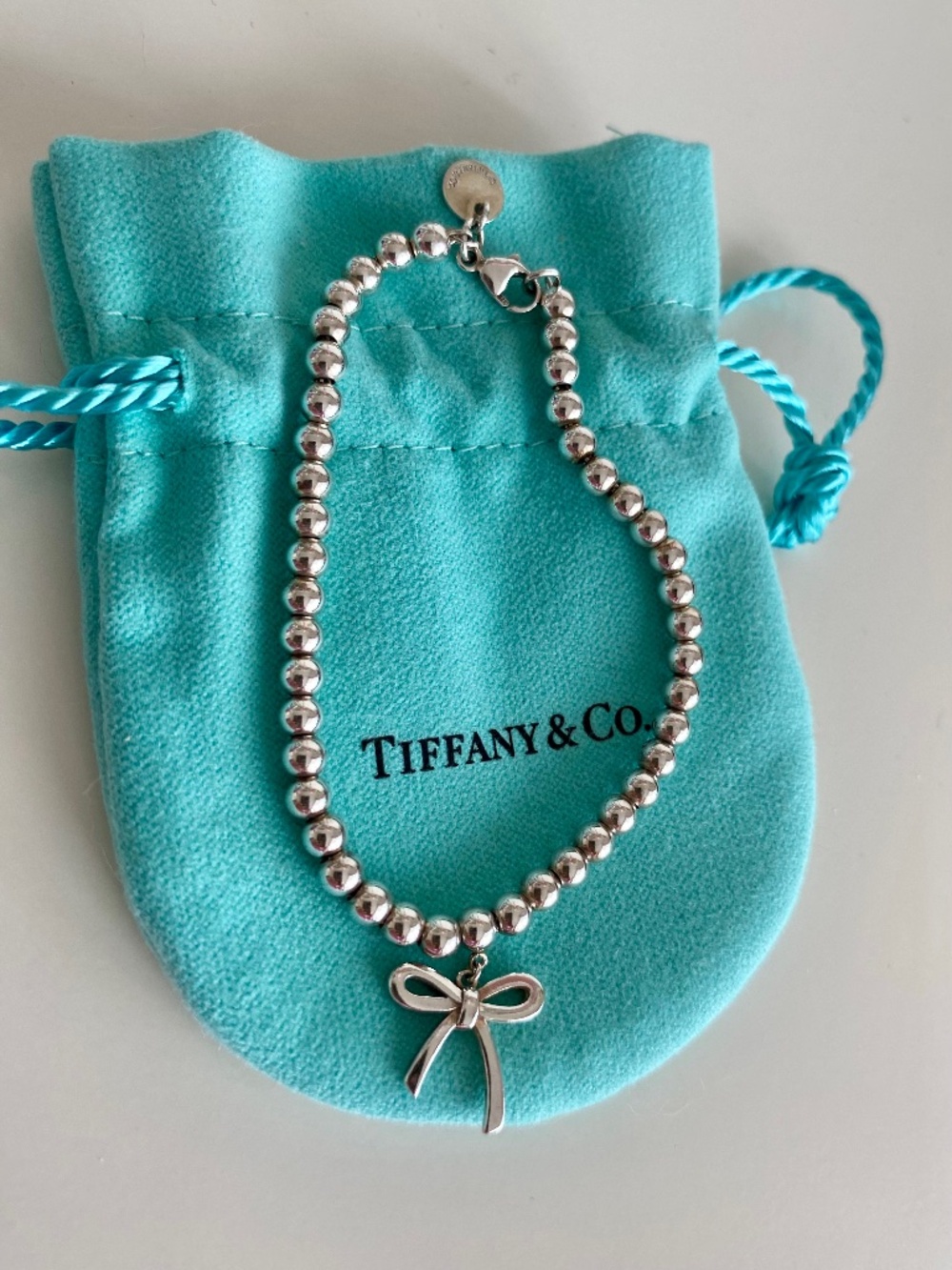 Tiffany & Co. Mini Bow Charm 4mm Bead Bracelet (Retired)